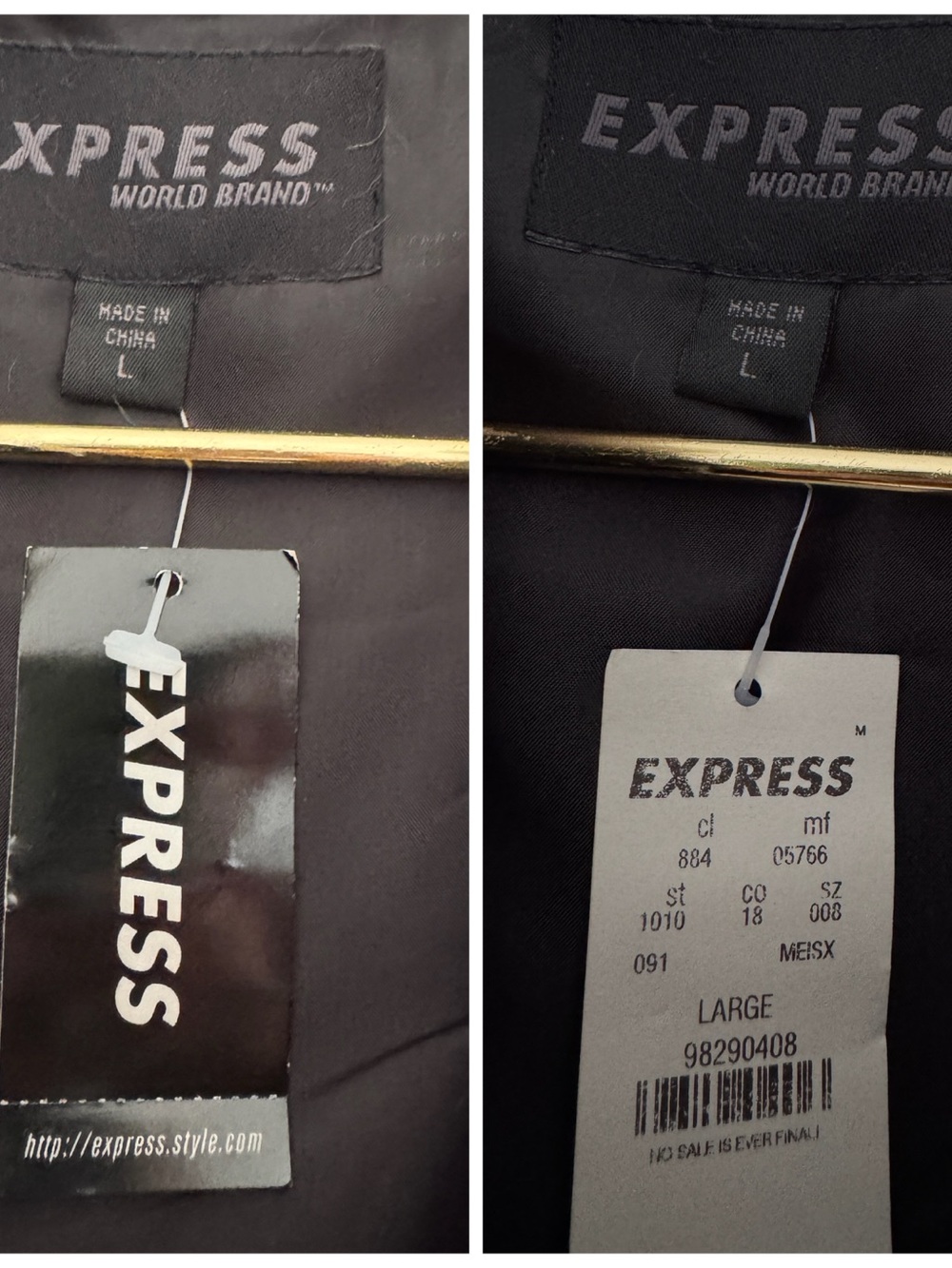 Express World Brown 100% Rabbit Fur Front Zip High Collar Vest with Belt Large - Picture 10 of 11